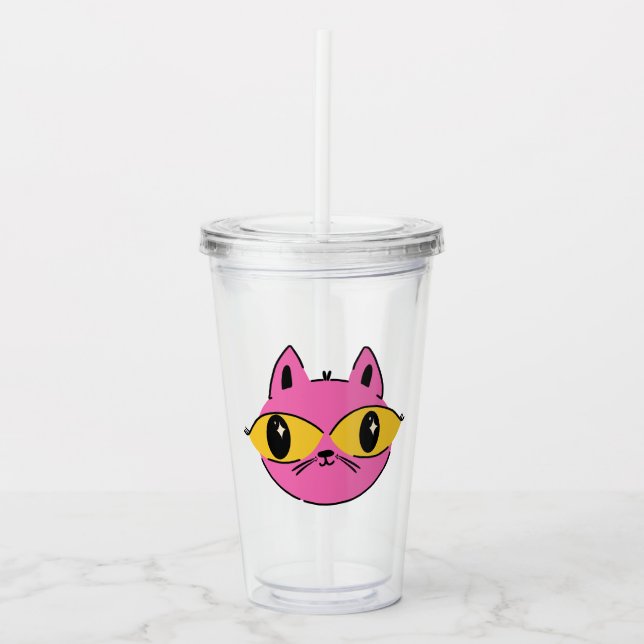 Retro-Katze Acryltrinkbecher (Vorderseite)
