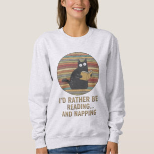 Retro-Katze beim Lesen von Büchern Geschenk für Ka Sweatshirt