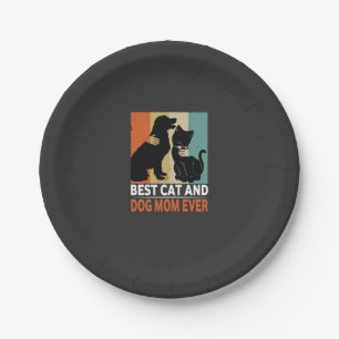 Retro Katze Hund Mama Katze Mama Furmama Welpe Kät Pappteller