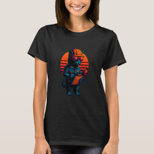Retro-Katze mit Baustellenkenntnissen Konstruktion T-Shirt