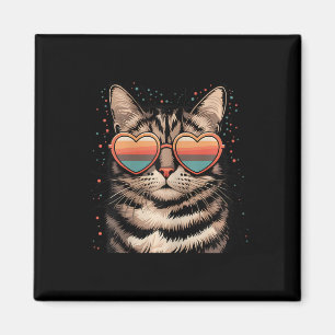 Retro-Katze mit Sonnenbrille Herz Liebe Süße Katze Magnet