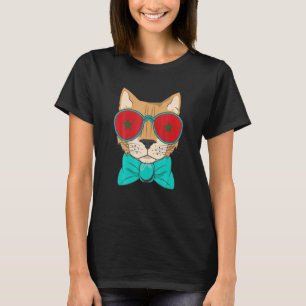 Retro-Katze mit Sonnenbrille und marokkanischer Fl T-Shirt