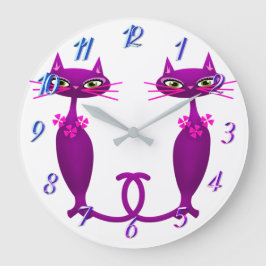 Retro-Katze Mitte des Jahrhunderts niedlich gurt Große Wanduhr