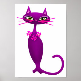 Retro-Katze Mitte des Jahrhunderts niedlich gurt Poster