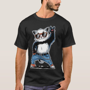 Retro-Katze Rock n Roll Katzenliebhaber Musik T-Shirt
