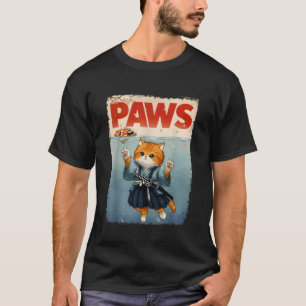 Retro-Katze-Samurai jagt Sushi Lustige japanische T-Shirt