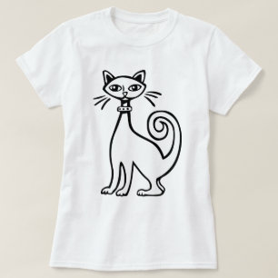 Retro-Katze - Schwarz und Weiß T-Shirt