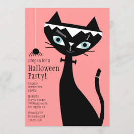 Retro Katze von Frankenstein Halloween-Party laden Einladung