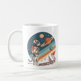 Retro-Katzen-Astronaut Kosmische Raumillustration Kaffeetasse