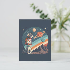 Retro-Katzen-Astronaut Kosmische Raumillustration Postkarte
