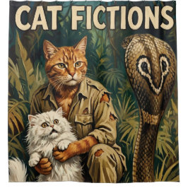 Retro-"Katzen-Fiktionen"-Dschungel-Gefahr-Duschvor Duschvorhang