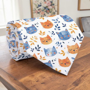 Retro-Katzen-Grafik-Halstuch nach Maß Krawatte