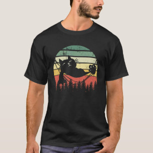 Retro-Katzen-Hängematte beim Sonnenuntergang T-Shirt