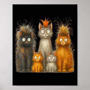 Retro-Katzen-Kunst Verrückte Lustige Katzen-Gesche Poster