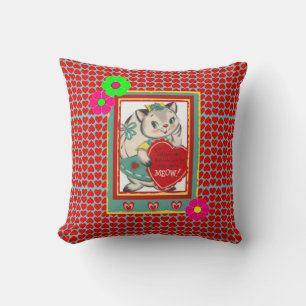 Retro-"Katzen-Miau"-Valentins-Kitty-Wurfkissen Kissen