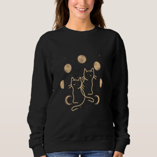 Retro-Katzen Mondphasen Vintage 80er 90er Old Scho Sweatshirt