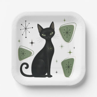 Retro-Katzen-Papierteller Pappteller