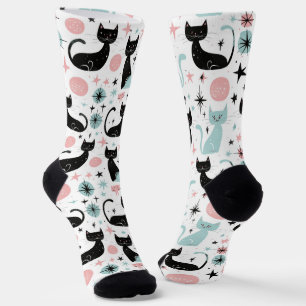 Retro-Katzen Pastell Socken