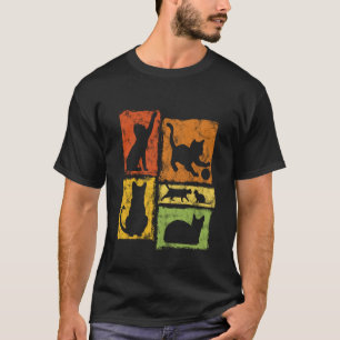 Retro-Katzen typische Posen Grafik für Katzenväter T-Shirt