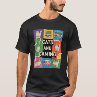 Retro Katzen und Gaming Funny Cat Lover und Video T-Shirt