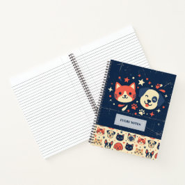 Retro-Katzen- und Hundeduo Notizbuch