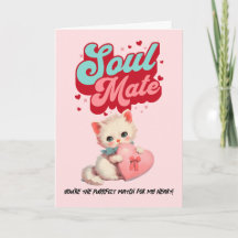 Retro-Katzen-Valentinstagskarte 'Mint Pink Soul Ma