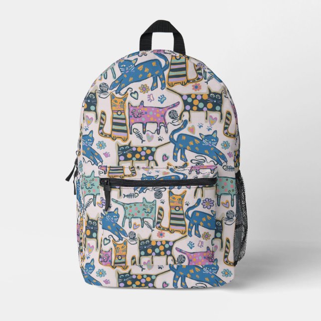 Retro-Katzendesign Bedruckter Rucksack (Vorderseite)