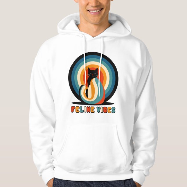 Retro-Katzendesign mit Feline Vibes Hoodie (Vorderseite)