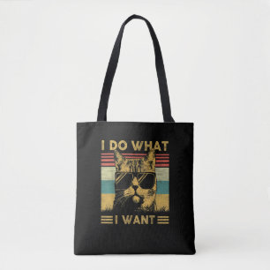 Retro Katzenliebhaber Ich tue, was ich Gewollt Kat Tasche