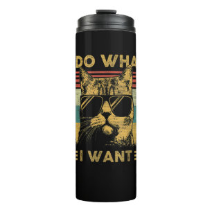Retro Katzenliebhaber Ich tue, was ich Gewollt Kat Thermosbecher