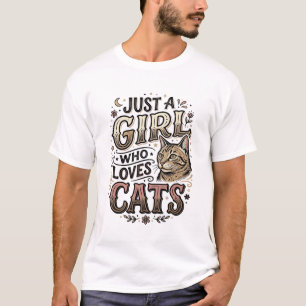 Retro-Katzenliebhaber-Mädchen-Typografie-Design_1 T-Shirt