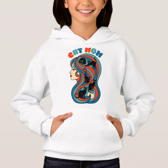 Retro-Katzenmutter Hoodie (Vorderseite)