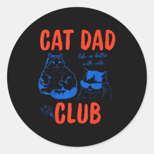 Retro Katzenpapa Club Leben ist besser mit Katzen Runder Aufkleber