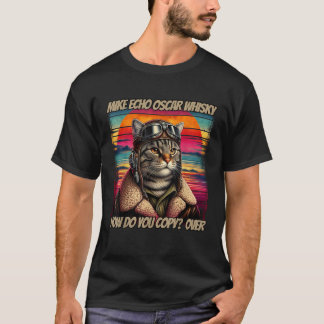Retro-Katzenpilot Mike Echo Oscar Whisky M E O W T-Shirt