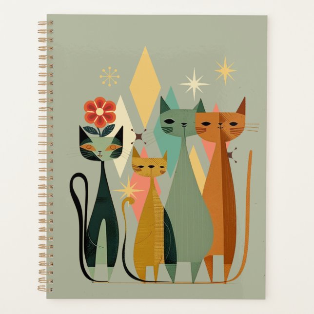 Retro-Katzenplaner, Katzen des Mitteljahrhunderts Planer (Vorderseite)