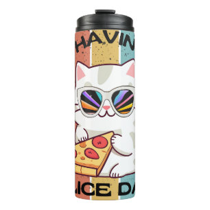 Retro Kawaii niedliche Katzenfresse Thermosbecher