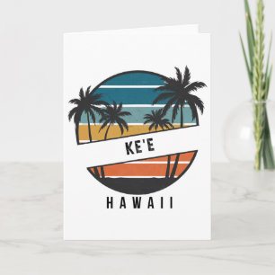 Retro Ke'e Beach Hawaii Surfbrett Surfen Karte