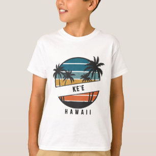 Retro Ke'e Beach Hawaii Surfbrett Surfen T-Shirt