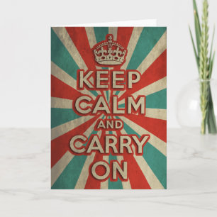 Retro Keep Calm And Carry On Karte