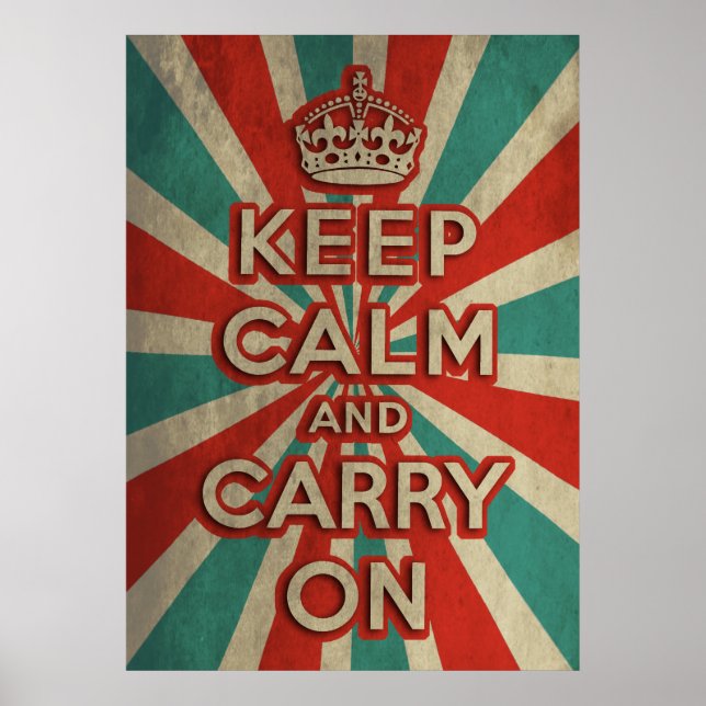 Retro Keep Calm And Carry On Poster (Vorne)