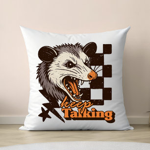 Retro Keep Talking Wilde Possum: Wütendes Wildtier Kissen