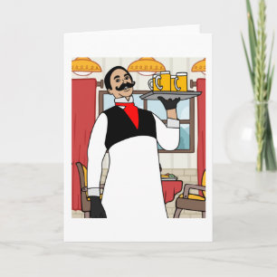 Retro-Kellner-Barkeeper mit Getränken Karte