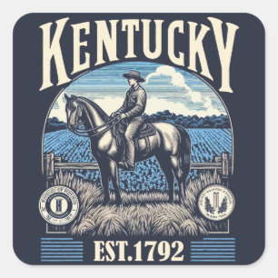 Retro Kentucky Quadratischer Aufkleber