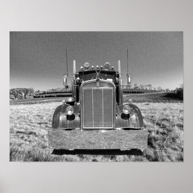 Retro Kenworth Frontal (bearbeiten #1) Poster (Vorne)