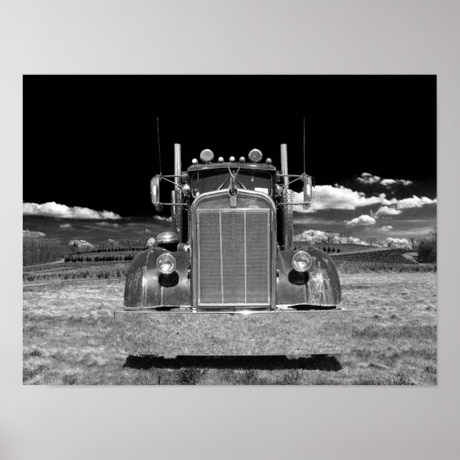 Retro Kenworth Frontal (bearbeiten #2) Poster (Vorne)