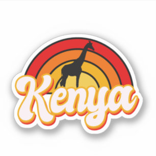 Retro Kenya Giraffe Silhouette Sunset Aufkleber