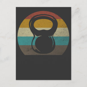 Retro-Kettlebell-Gym-Workout im Vintage-Stil Postkarte