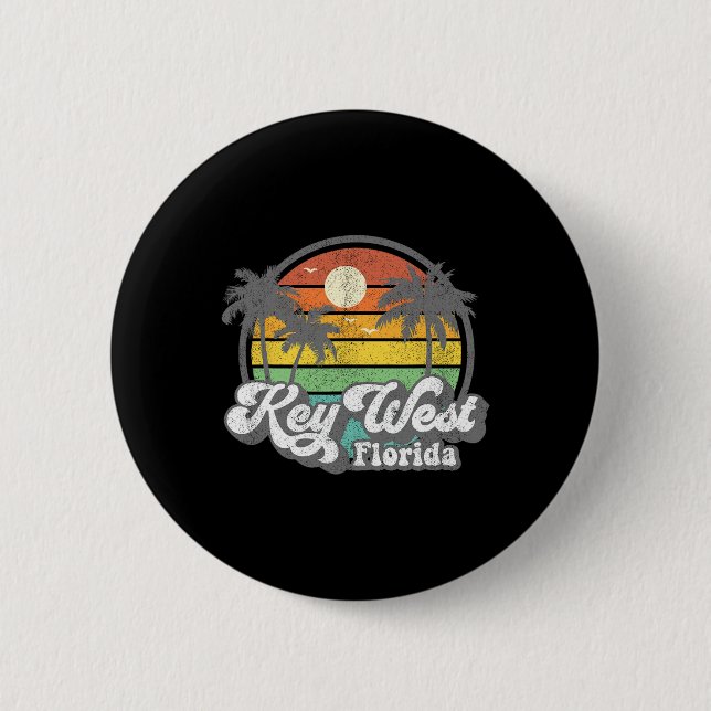 Retro Key West Florida Keys 70er Strand Urlaub Button (Vorderseite)