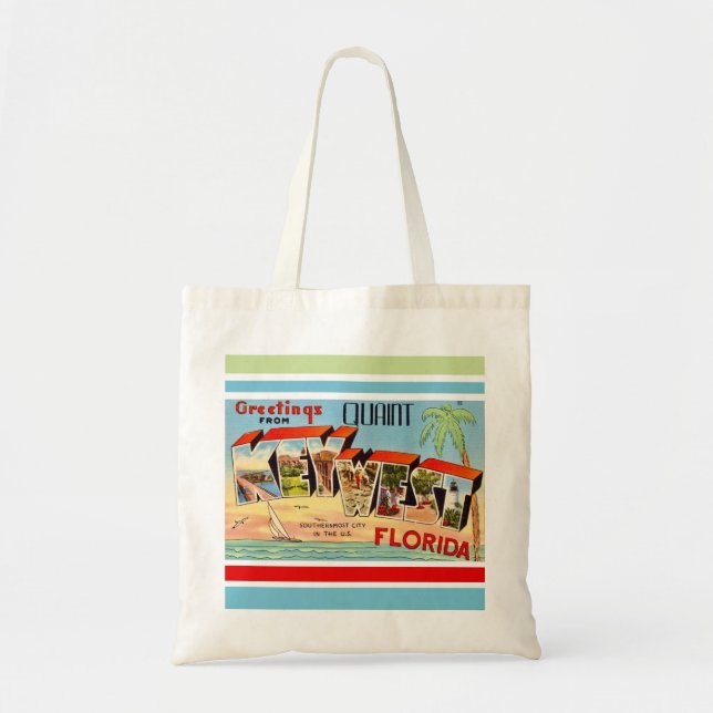 Retro Key West Postkarten-Tasche Tragetasche (Vorne)