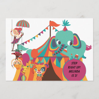 Retro Kids Circus Geburtstag Einladung